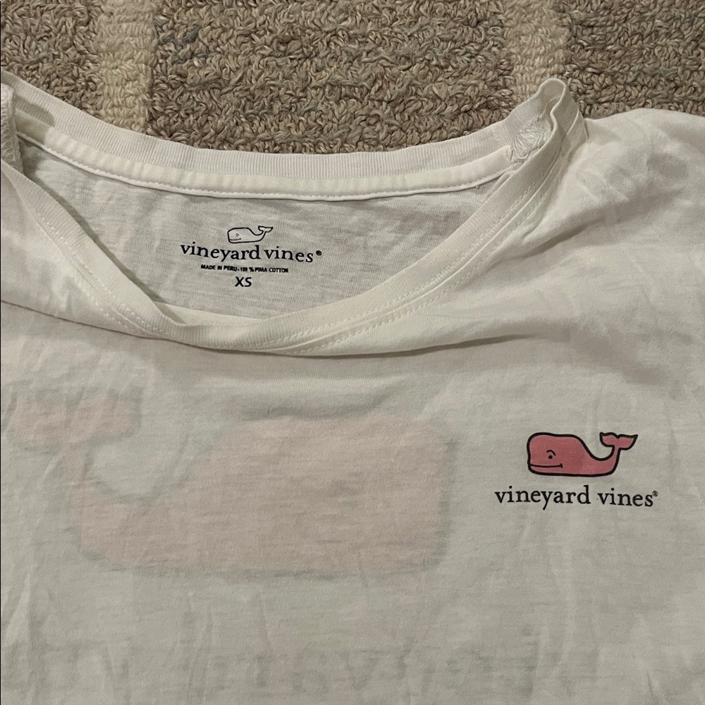 Vineyard Vines white long sleeve Tee with Pink Whale
